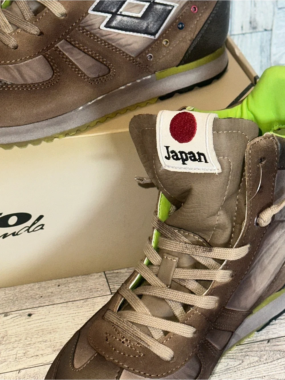 Lotto Leggenda Tokyo NY Mid Sneakers Women’s 7 EU 38 Brown Lime NEW w/ Box